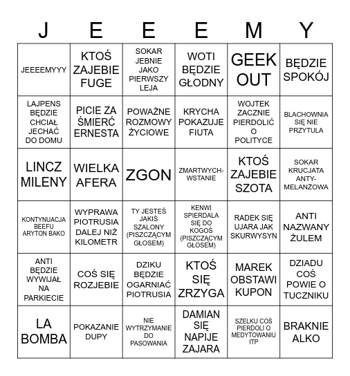 kenwikenwi Bingo Card