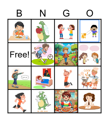 Present Simple Verbs Bingo Card