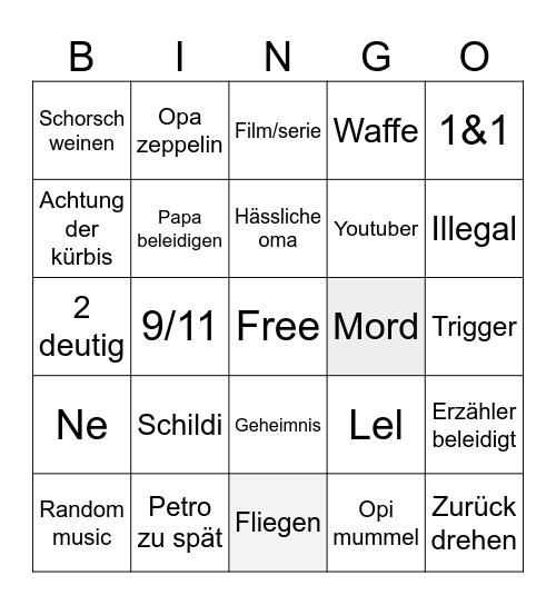 Pepa ytk Bingo Card