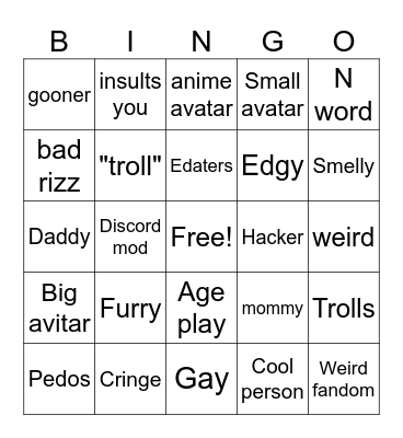 Vrchat Bingo Card