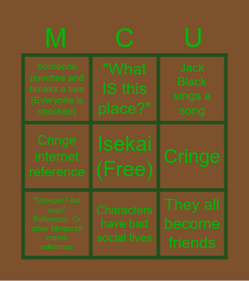 Minecraft Cinematic Universe Bingo Card