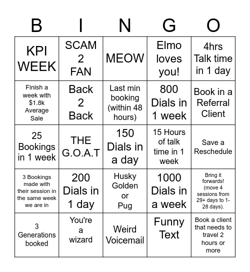 BELLIZZI BOOKINGS BINGO Card