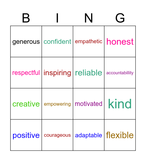 Leadership Bingo Card