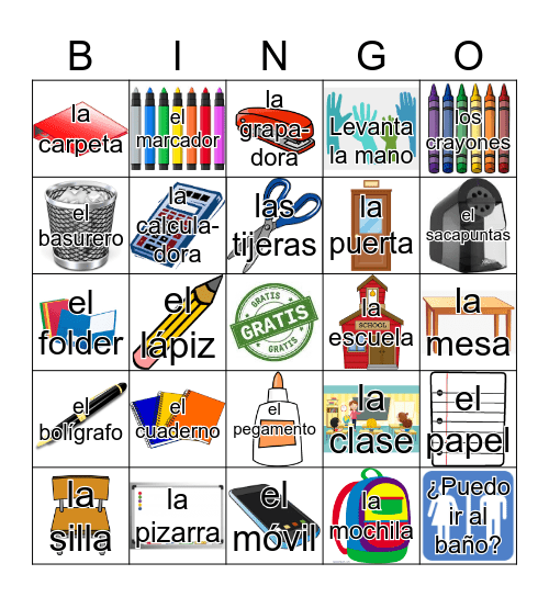 La Escuela Bingo Card