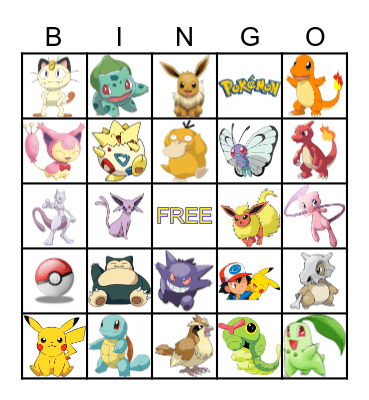 Pokemon Bingo Card