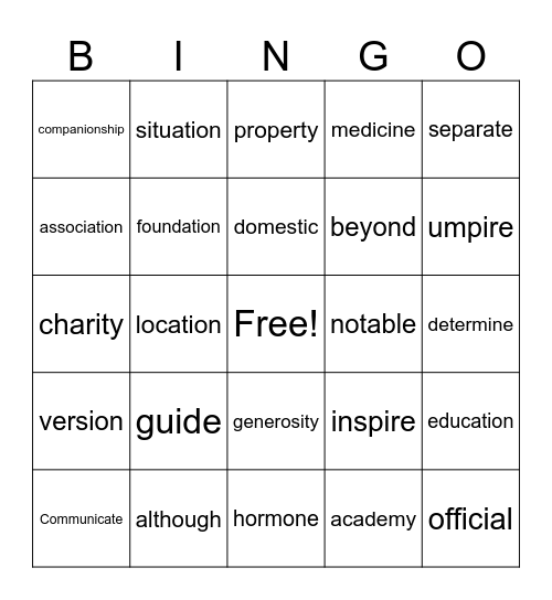 Untitled Bingo Card