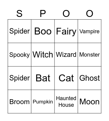 Halloween Bingo Card