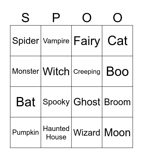 Halloween Bingo Card