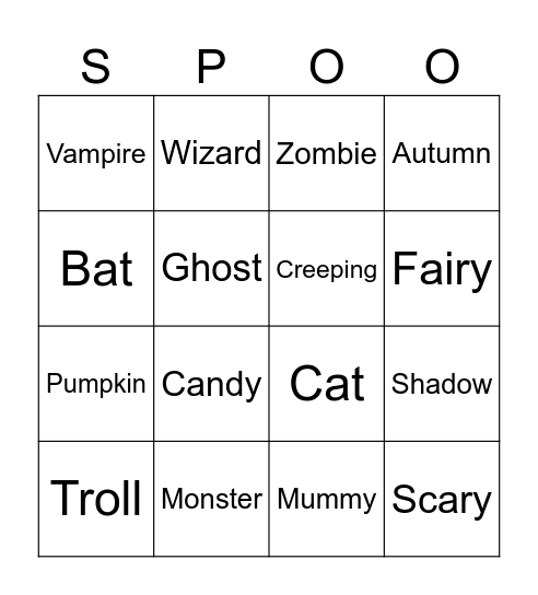 Halloween Bingo Card