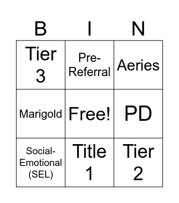 October Staff Meeting Bingo Card