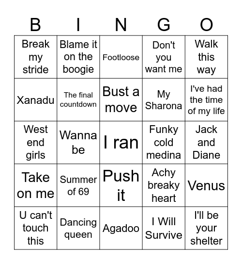 Back to School Retro Disco November 9 Bingo Card