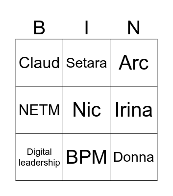 Clients and Programs Bingo Card
