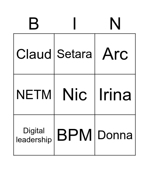 Clients and Programs Bingo Card