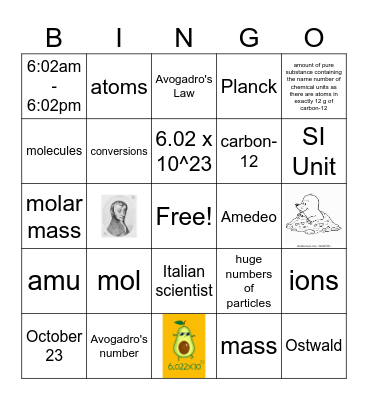 Happy Mole Day! Bingo Card