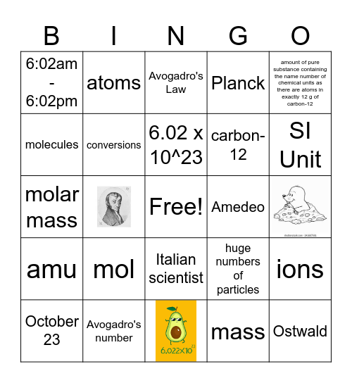 Happy Mole Day! Bingo Card