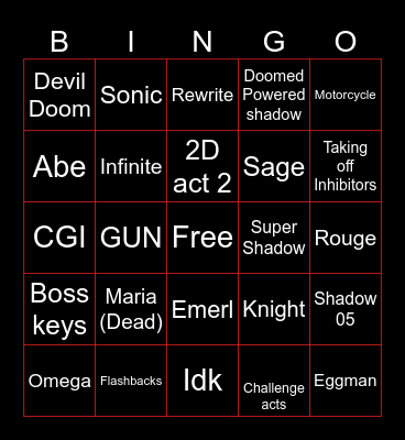 SXSG Bingo Card