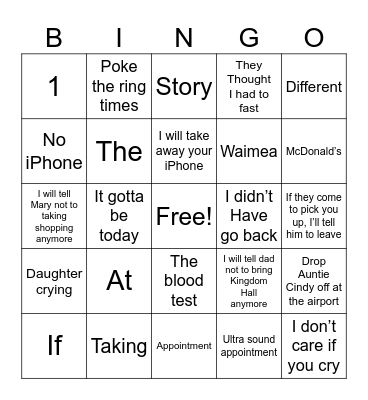 Jamie Walker Bingo Card
