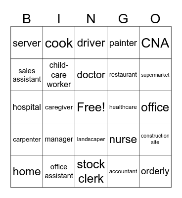 Future Unit 2 Vocabulary Bingo Card