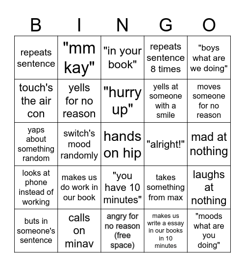 ms montabello bingo card Bingo Card