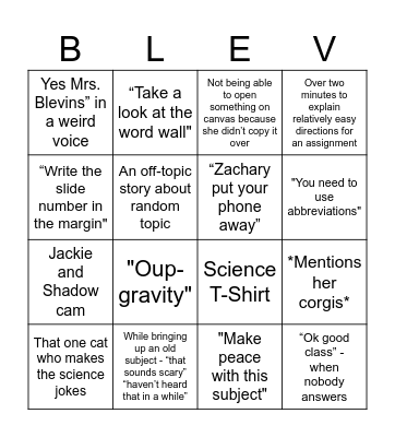 Biology Bingo Card