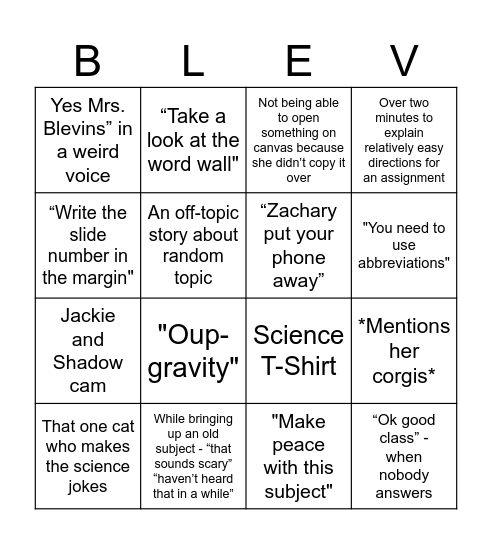 Biology Bingo Card