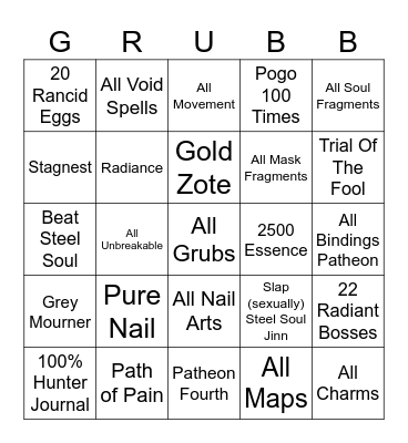 Patheon Of Suck Bingo Card
