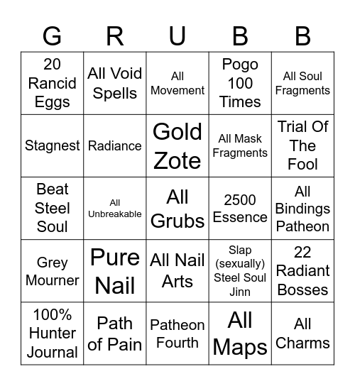 Patheon Of Suck Bingo Card