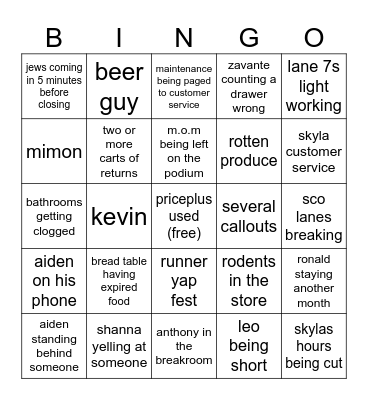 shoprite bingo Card