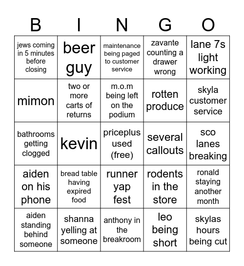 shoprite bingo Card