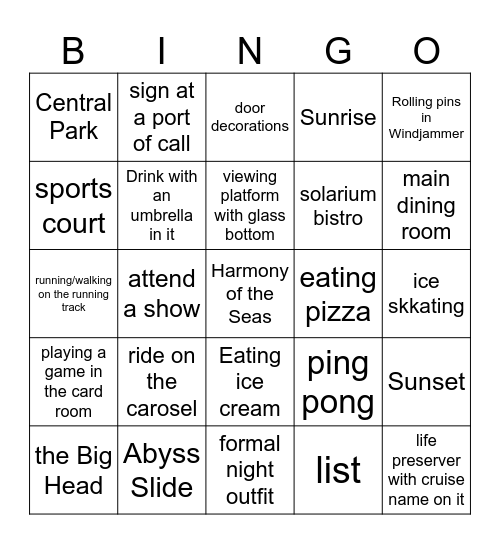 I love it When We're Cruising Together Bingo Card