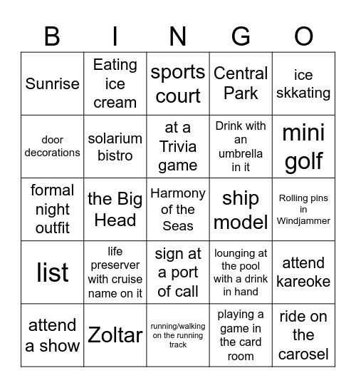 I Love it When We're Cruisin' Together Bingo Card