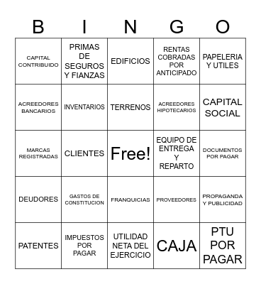 CONTABLE Bingo Card