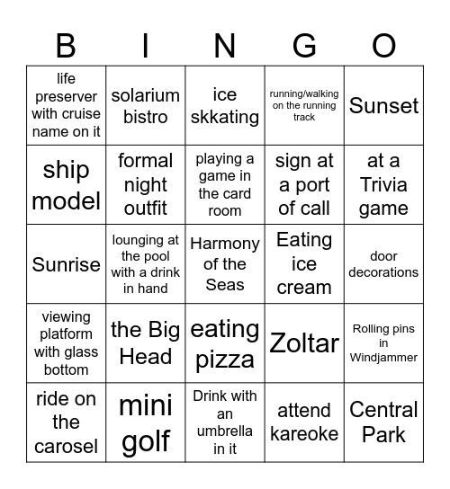 I Love it When We're Cruisin' Together Bingo Card