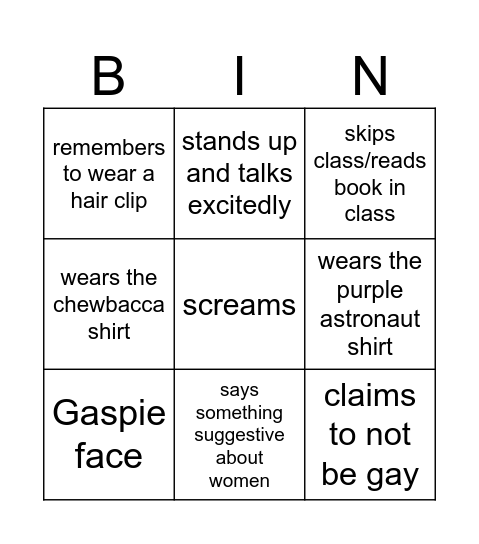 Vanessa bingo card Bingo Card