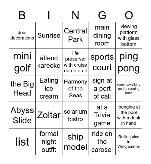 I Love It When We're Cruisin' Together Bingo Card