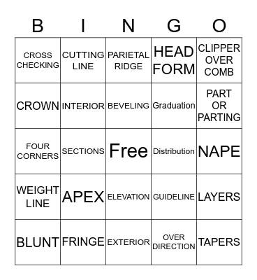 Haircutting Bingo Card