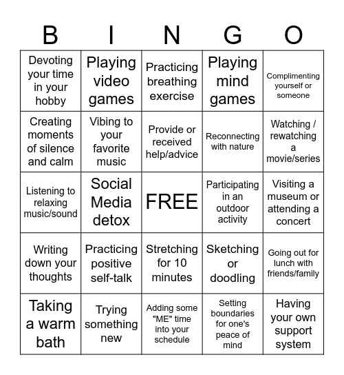 Stress and Well-being at Work Bingo Card