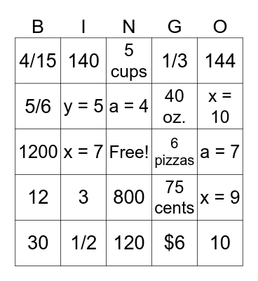 "Getting to Know You" Math BINGO Card