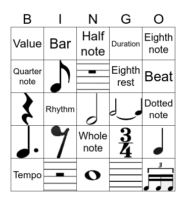 Elements of Music BINGO Card