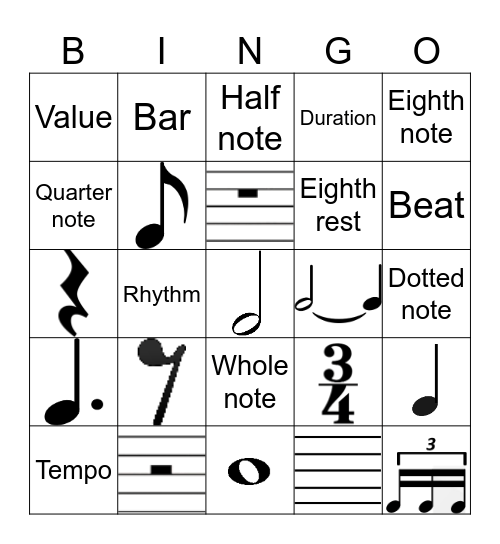 Elements of Music BINGO Card
