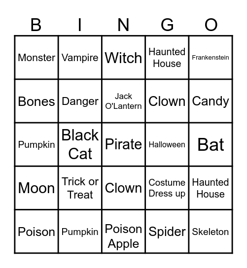 Halloween Bingo Card