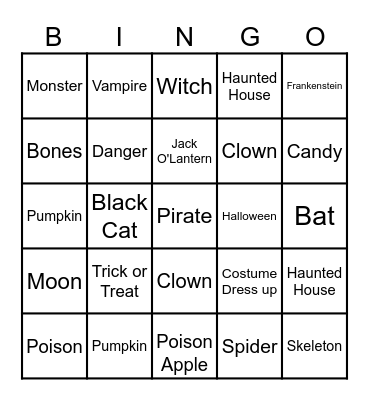 Halloween Bingo Card