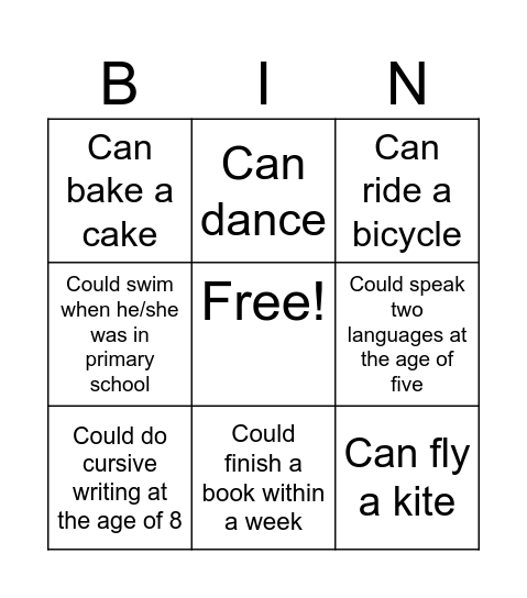 Discovering "Can" and "Could" abilities in 1B Bingo Card