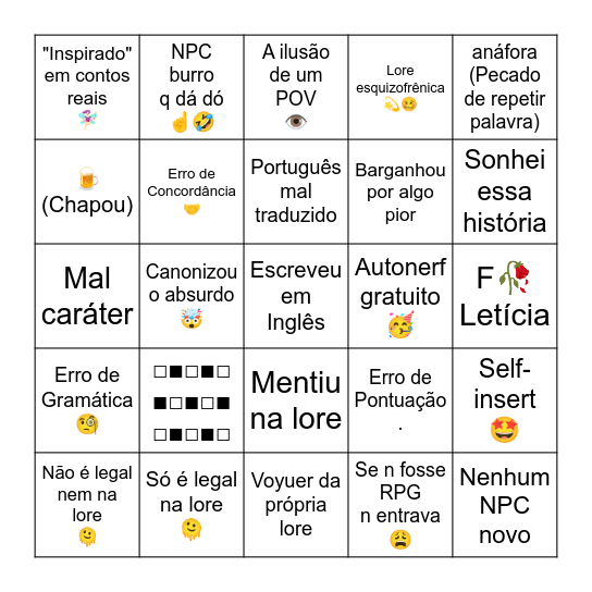 o bing do Ninf (Lore Edition) Bingo Card