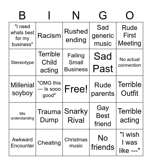 A Christmas Princess Bingo Card