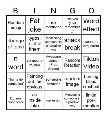 Group Chat Bingo Card