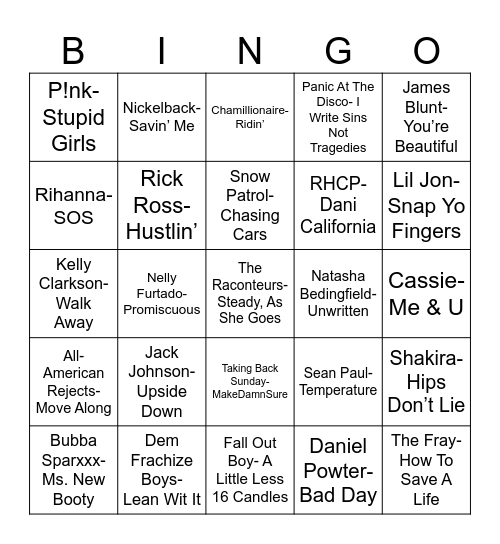 Radio Bingo Charts 6-6-6 Bingo Card