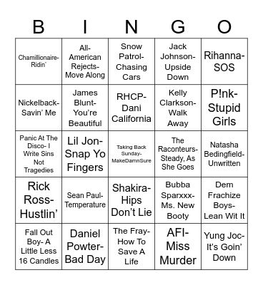 Radio Bingo Charts 6-6-6 Bingo Card