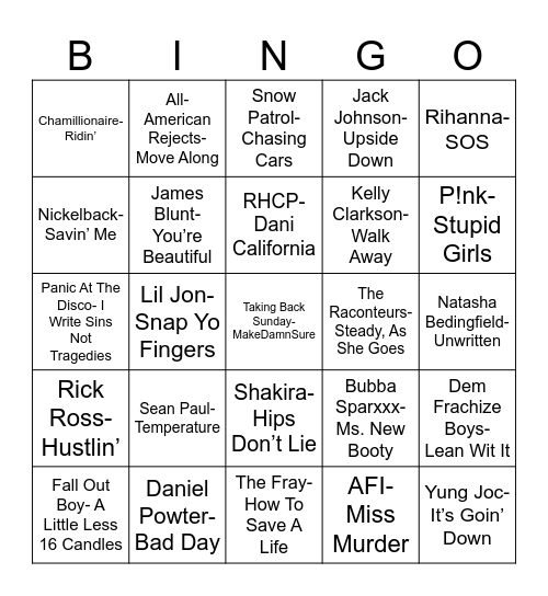 Radio Bingo Charts 6-6-6 Bingo Card