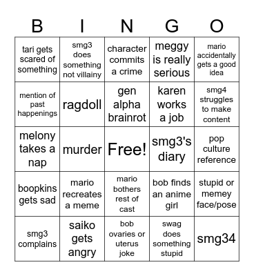 smg4 episode bingo Card